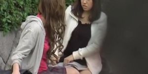 Two hot Asian babes got their panties locked sharking video