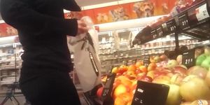 Candid spy supermarket blonde with tight ass