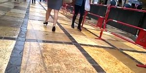 Sexy MILF with heels walking