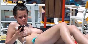 Pale nudist teens secretly filmed enjoying her day by the sea