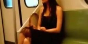 Charming Asian girls hook up in the train
