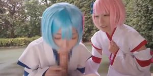 Rem and Ram Lesbian and Threesome