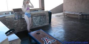 Shey Holmes and two other college girls naked cornhole