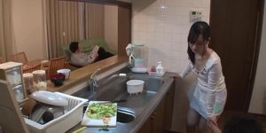 Japanese Housewife Fuck In The Kitchen While Her Husband Is Eating