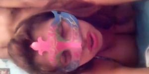 Masked amateur girl