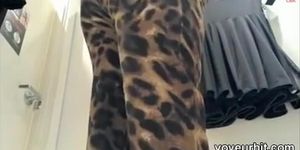 Teen in leopard pants and with erotic changing room upskirt (Teena Lipoldina, Teena Lipoldino)