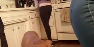 College girl's ass in black tights