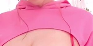 Huge breasts girl using tits makes ejaculation