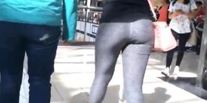 College Teen Tight Jiggly Ass in Grey Spandex