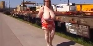 Huge boobs out in public