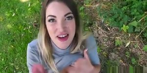 Eurobabe shows off her hot ass and screwed in the woods