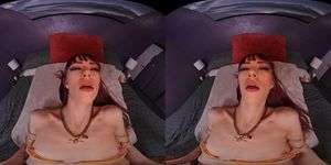 Tiny redhead rides her male sex doll in virtual reality (Lina Paige)
