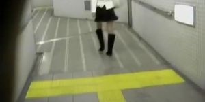 Subway station skirt sharking happened to a sexy Asian