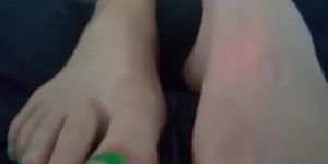 Meg Lap Tease With Green Toes