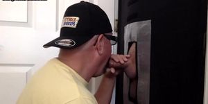 GLORYHOLE HOOKUPS - Gloryhole bottom BJ DILF gets banged after cocksucking