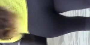 Long hair brunette chick wearing black leggings