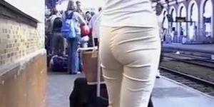 Sexy ass milf waiting for train