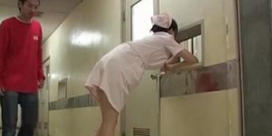 Bent over nurse gets on Japanese panty sharking scenes