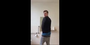 Boy sagging and cum at university