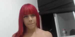 Busty Red Haired Shemale With A Big Cock