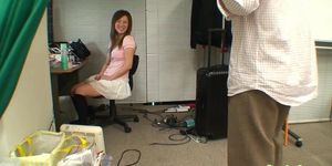 Japanese girl gives guy her pink panties to sniff