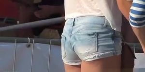 Girl in a sexy tight shorts