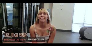 Blonde girl gets screwed after a workout