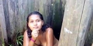 nineteen girl taking shower