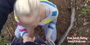 Sexy Blonde Sucks Stranger'S Big Dick In Forest Like A Pro