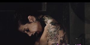 Tattooed lesbian licking girlfriend (Joanna Angel, Stoya )