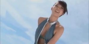 Sweet Japanese girl dancing on the beach (Non-Nude)
