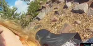 Pulled girl pov fucked outdoors by stranger
