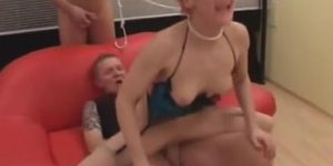Naughty amateur German Milf group sex action