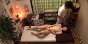 Japanese massage for virgin teen leads to sex on table