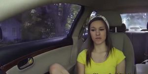 Cute teenage hitchhiker fucked by the car