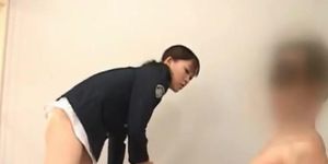 Weird asian sex with hot police woman fucking a male prisoner