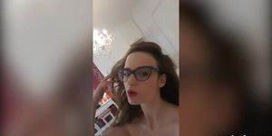 Nerdy Girl With Glasses Plays With Her Hairy Pussy