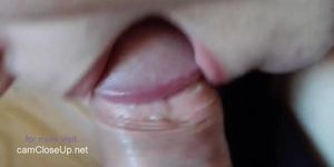 Best Ever Blowjob Closeup with Cumshot in her Mouth