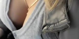 Lovely boobs shake as the bus rides