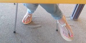 Candid Asian Teen Library Feet in Sandals 2
