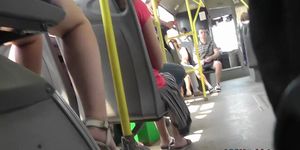 Sexy upskirt shows appetizing ass filmed in the bus