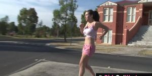 GIRLS OUT WEST - Fit busty girl masturbates during jogging