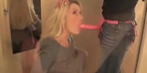 Two Naughty MILF Using Strapon In Public Changing Room
