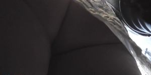 Hot g-string shot of blonde's butt in upskirt video