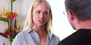 Annoyed blonde MILF stepmother punished a stepdaguhter teen (Sarah Vandella, Scarlett Sage)