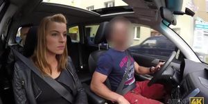 HUNT4K. Guy penetrates sexy girl in his car while cuckold is around (Too many)