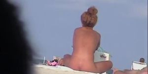 Tanned pierced marvelous girl getting recorded on the nudist beach