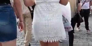 Girl in white transparent dress