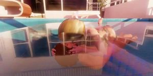 3D Busty Girl Gets Facial At The Pool!