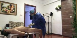 Chinese Surgeon Girl glove handjob man